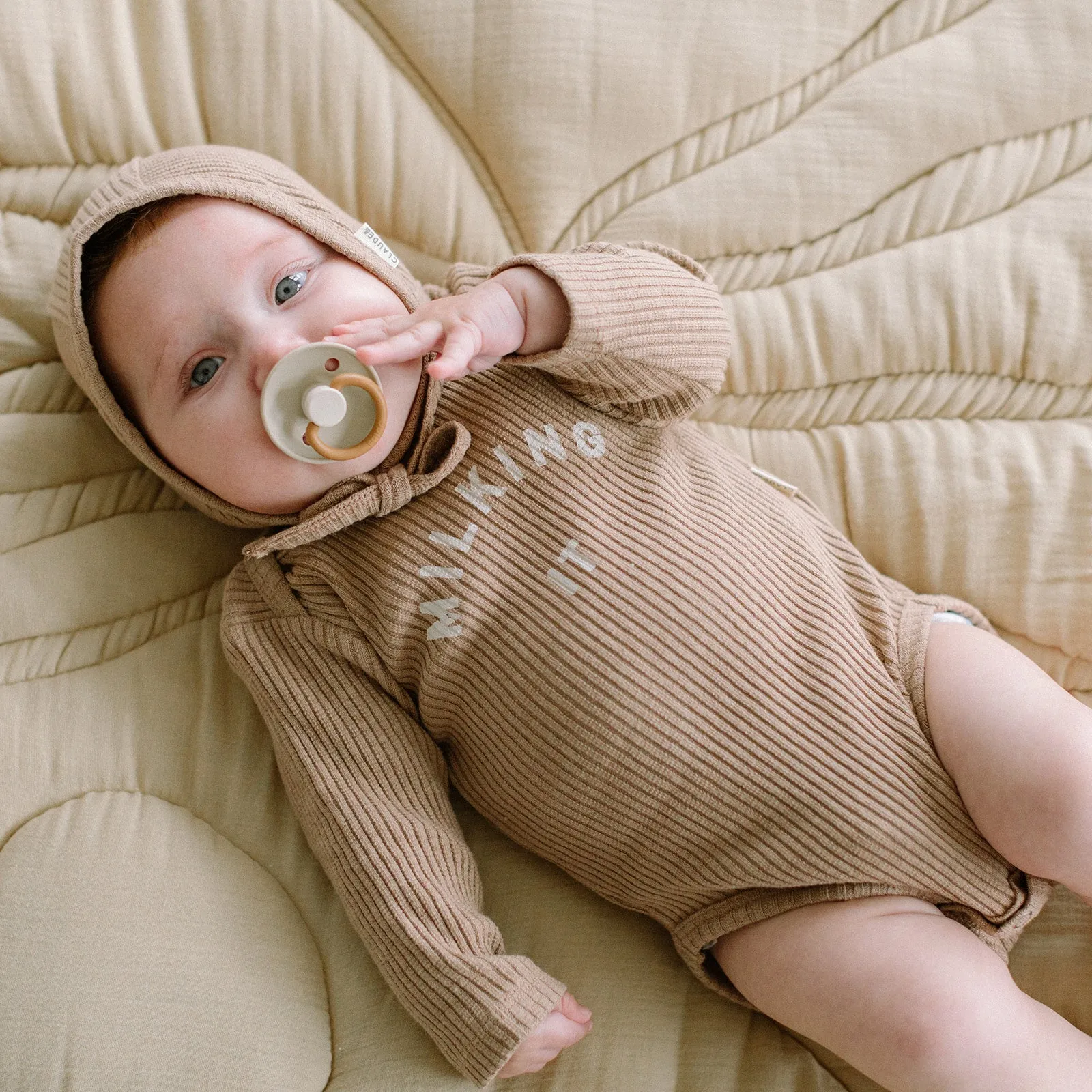 Milking It Cotton Rib Baby Bodysuit (Chocolate)