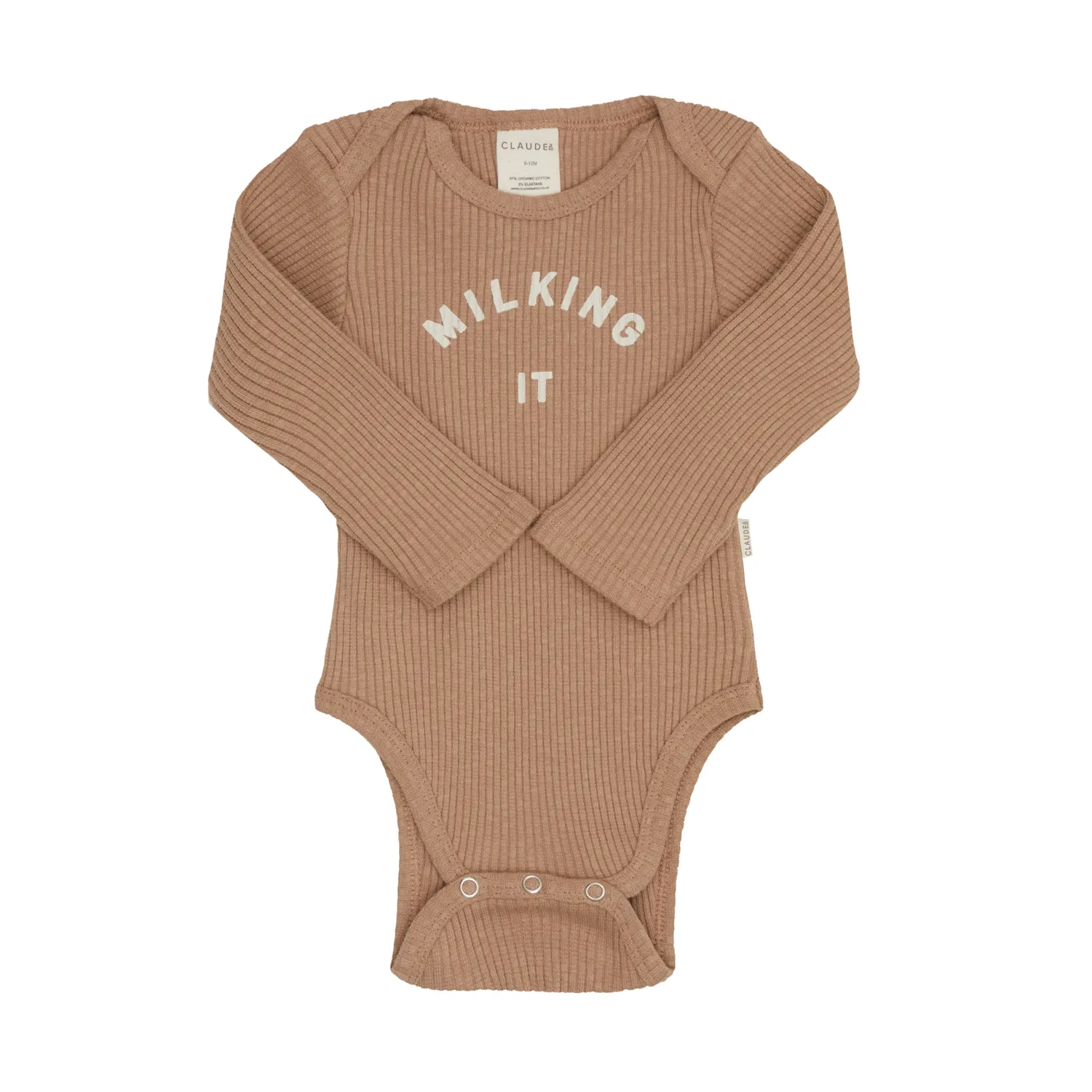 Milking It Cotton Rib Baby Bodysuit (Chocolate)