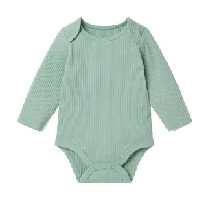 Mint Ribbed Long Sleeve Bodysuit