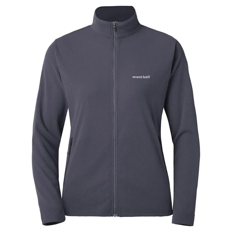 Montbell Women's Wickron Long Sleeve Full Zip Shirt - Firstlayer Black Dark Gray