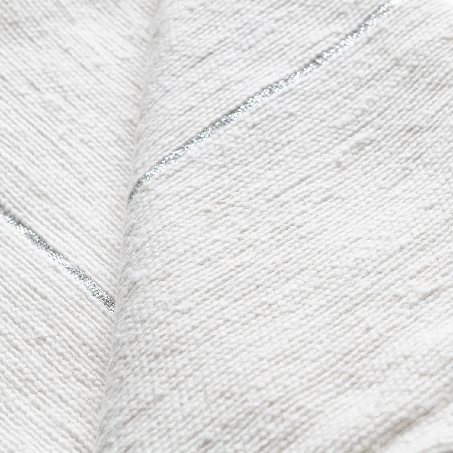 Moroccan Pom Pom Blanket - White & Silver