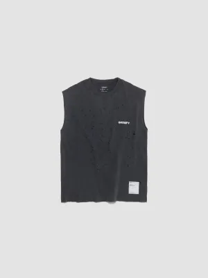 MothTech Graphic Muscle Tee in Aged Black