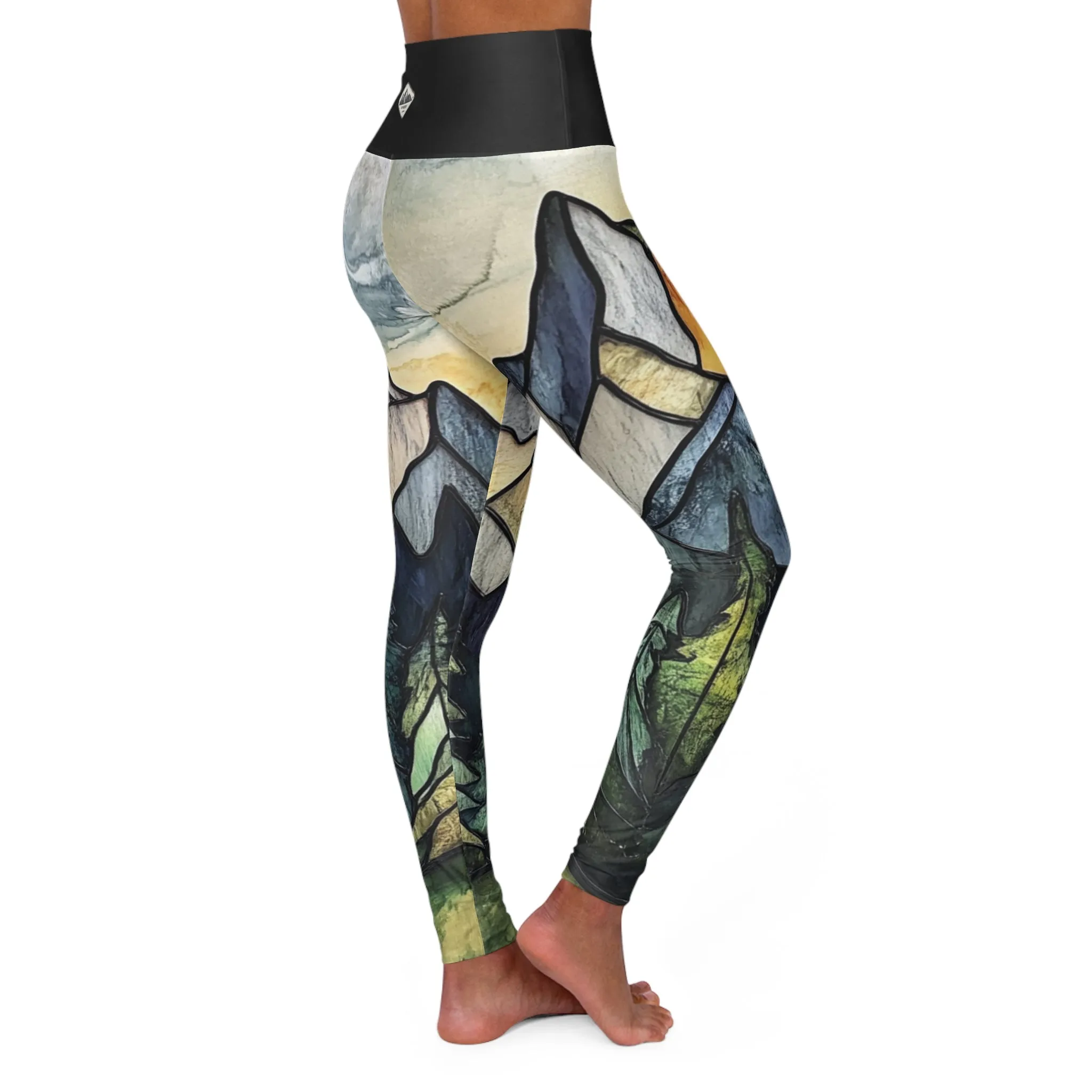 Mountain Landscape High Waisted Yoga Leggings by Craggy Crew
