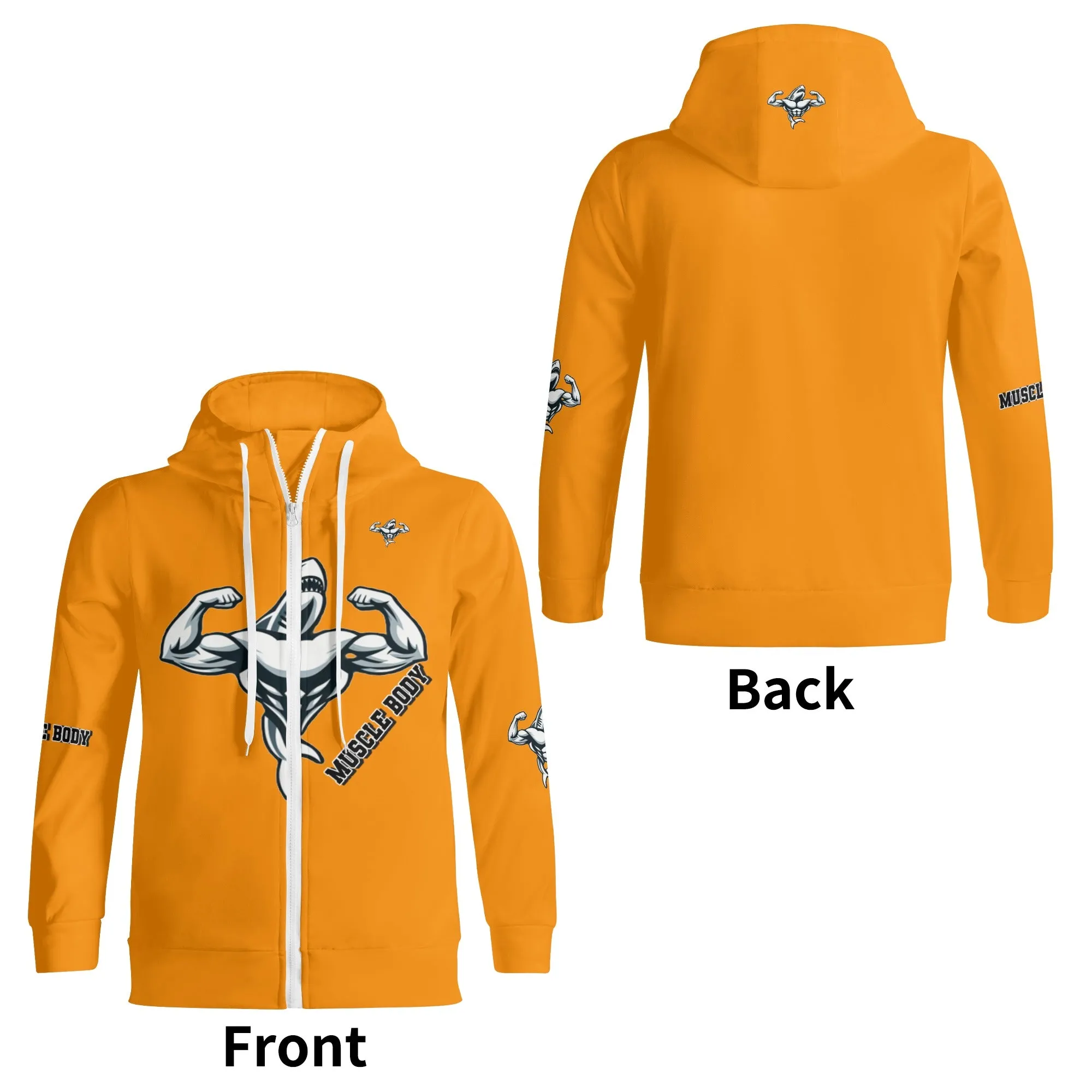 Muscle Body Zip Turtleneck Hoodie Streetwear