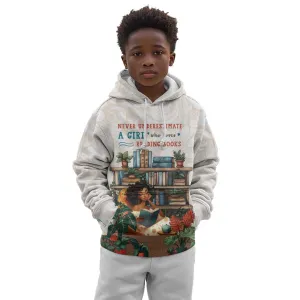 Never Underestimate A Girl Who Loves Reading Books Kid Hoodie African Book Lovers DT04