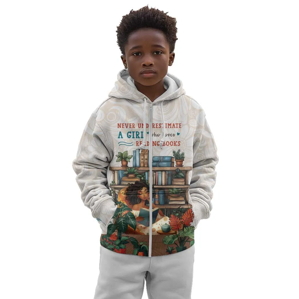 Never Underestimate A Girl Who Loves Reading Books Kid Hoodie African Book Lovers DT04