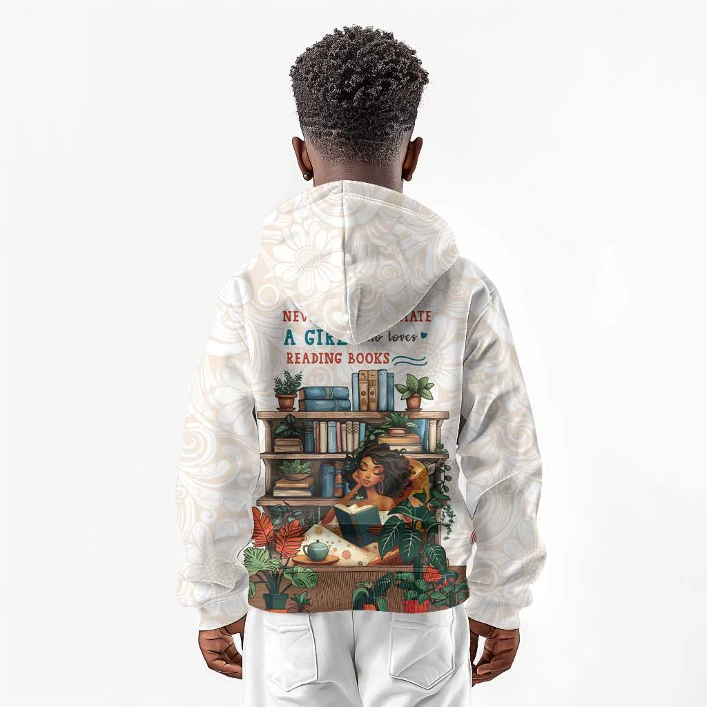 Never Underestimate A Girl Who Loves Reading Books Kid Hoodie African Book Lovers DT04