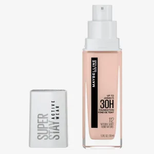 New Maybelline Liquid Foundation, Full Coverage, Lightweight Feel, Waterproof, Sweatproof, Transfer-Resistant, Natural Matte Finish, Super Stay Active Wear, 30 ml, Shade: 112 Natural Ivory