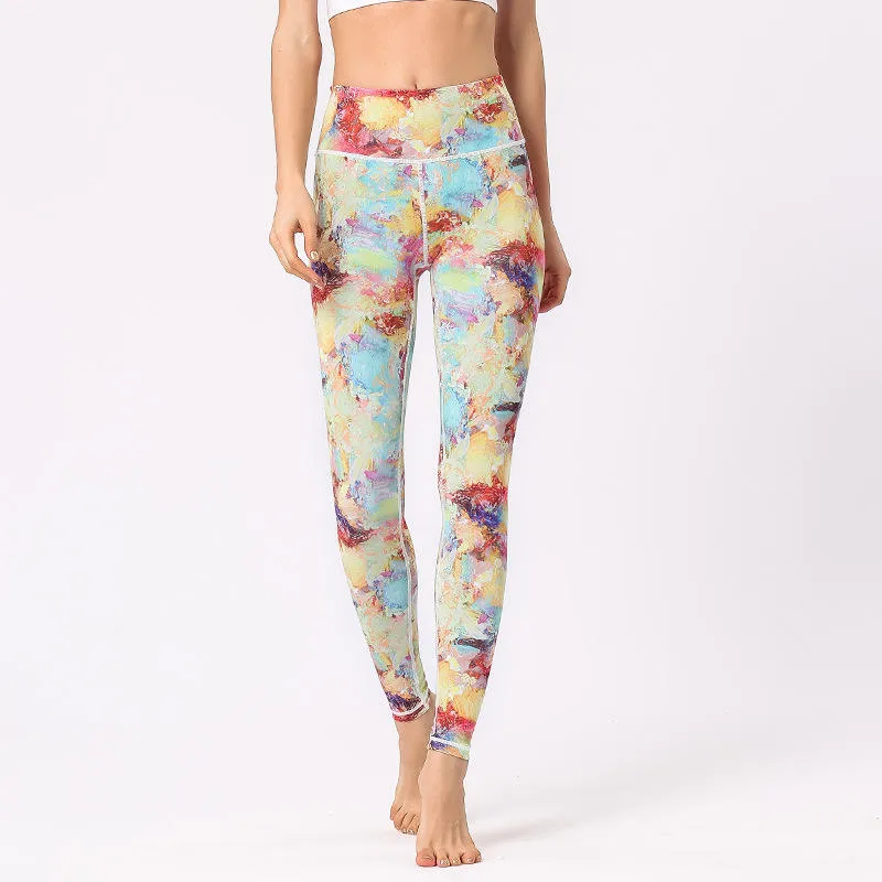 New Seamless  Digital Printed High Raise Scrunch Booty Leggings for Women