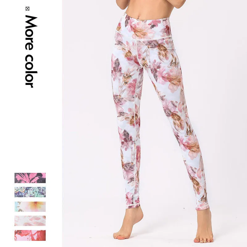New Seamless  Digital Printed High Raise Scrunch Booty Leggings for Women