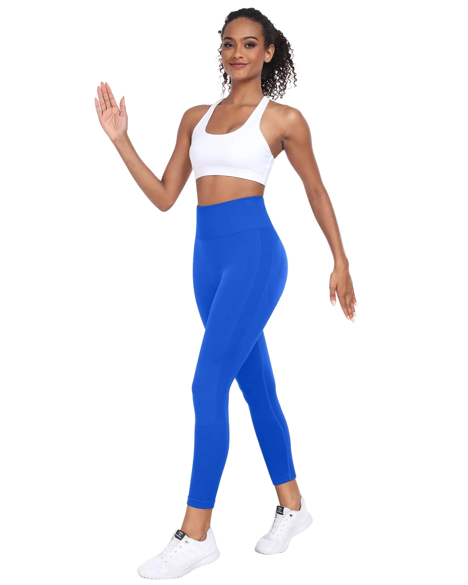 NORMOV Seamless Workout Butt Lifting Leggings - Booty Scrunch Gym Leggings for Women(Blue,S)
