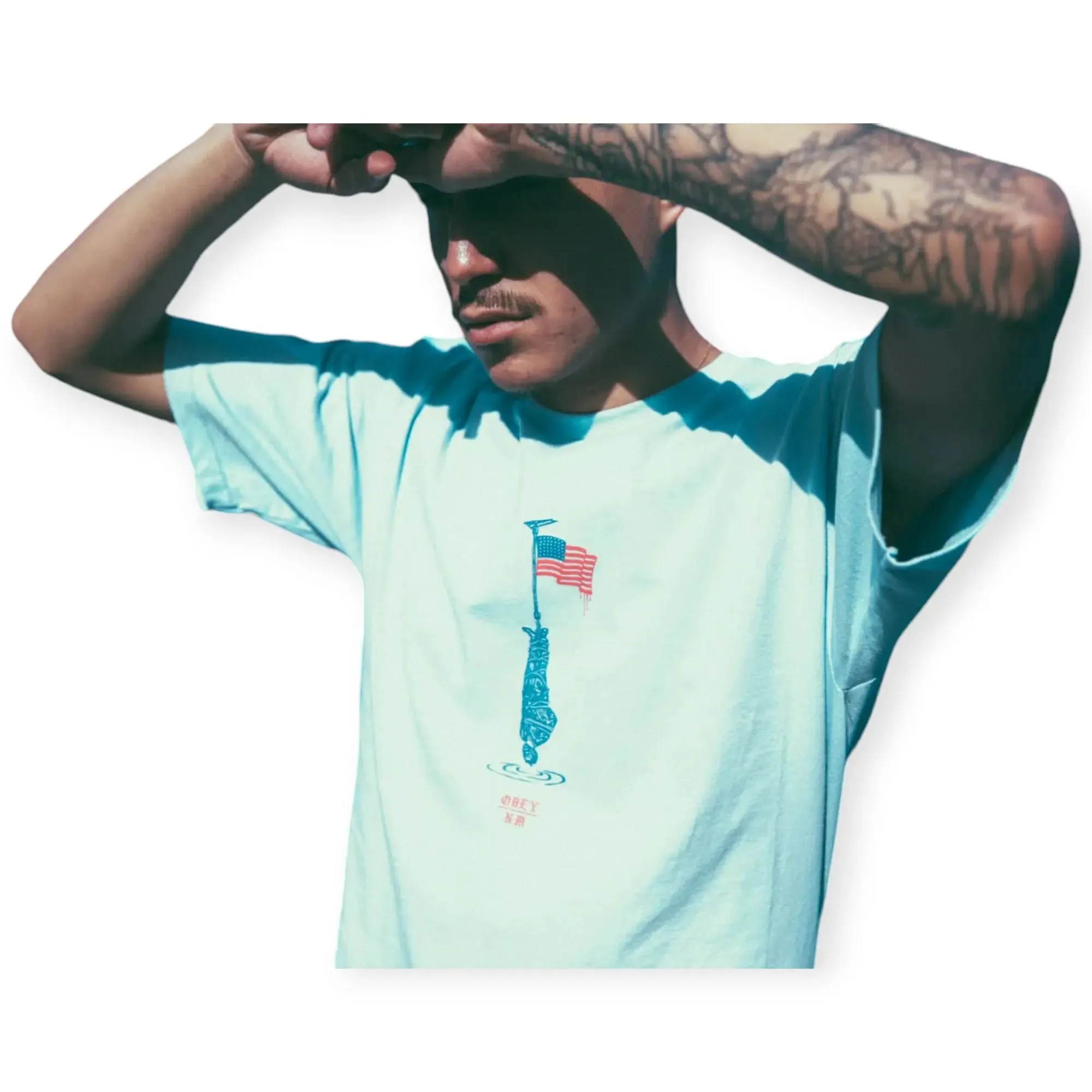 Obey Men Land of Opportunity T-shirt (Powder Blue)