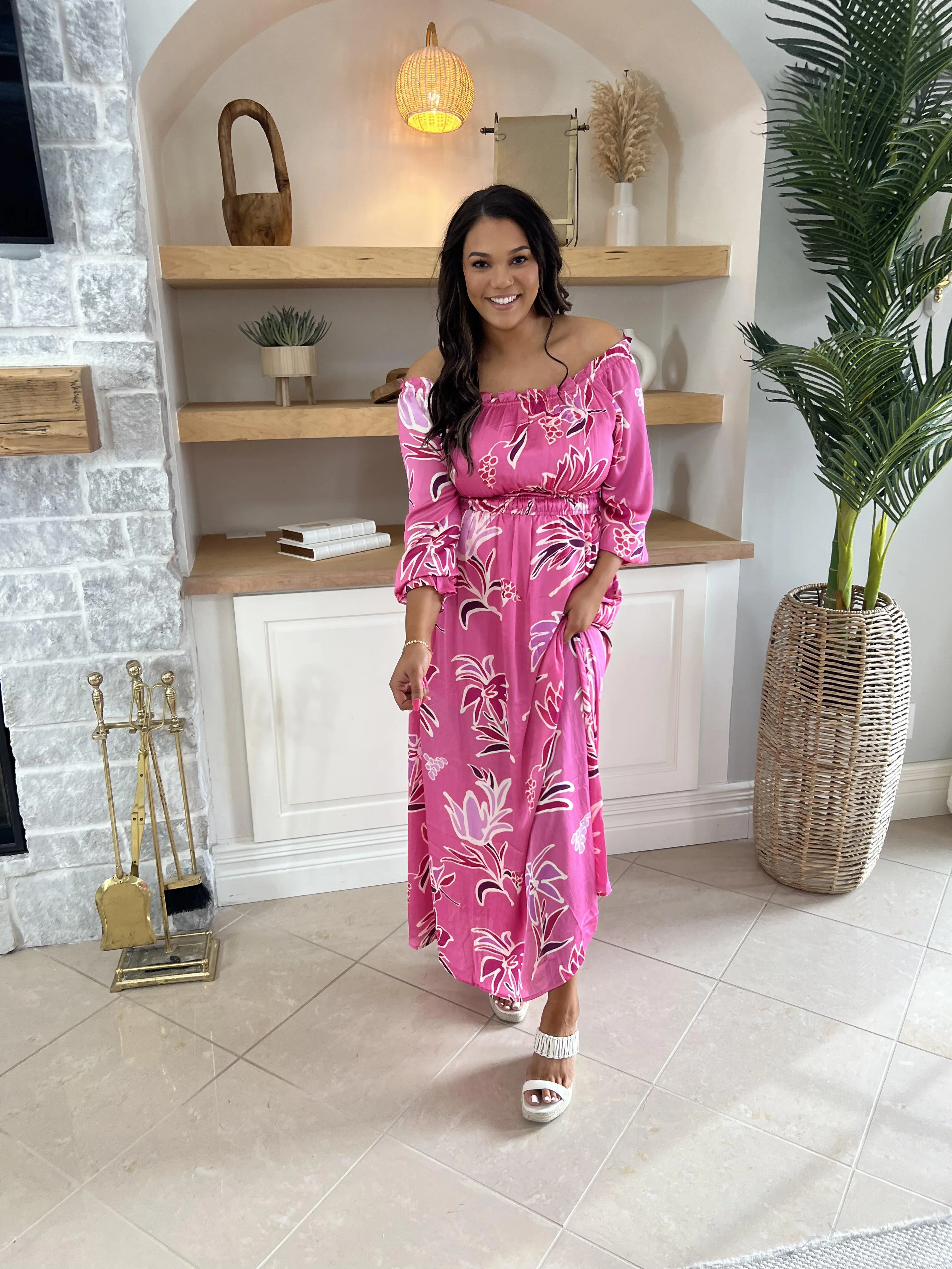 Off Shoulder Floral Maxi Dress - Final Sale