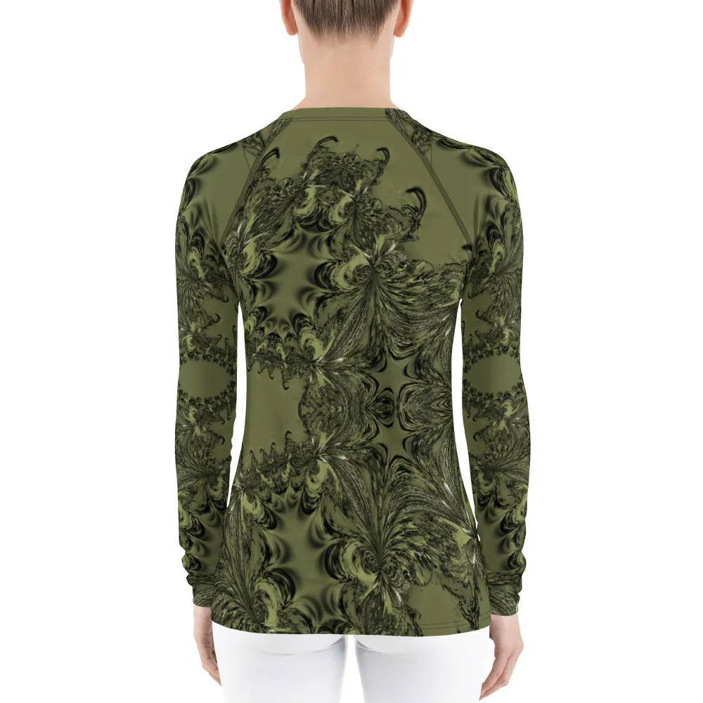 Olive Fractal Long Sleeve Top