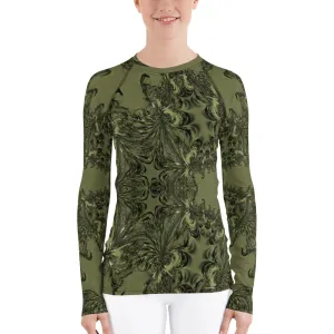 Olive Fractal Long Sleeve Top