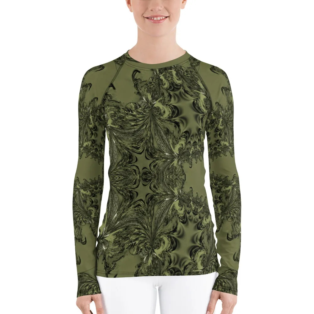 Olive Fractal Long Sleeve Top