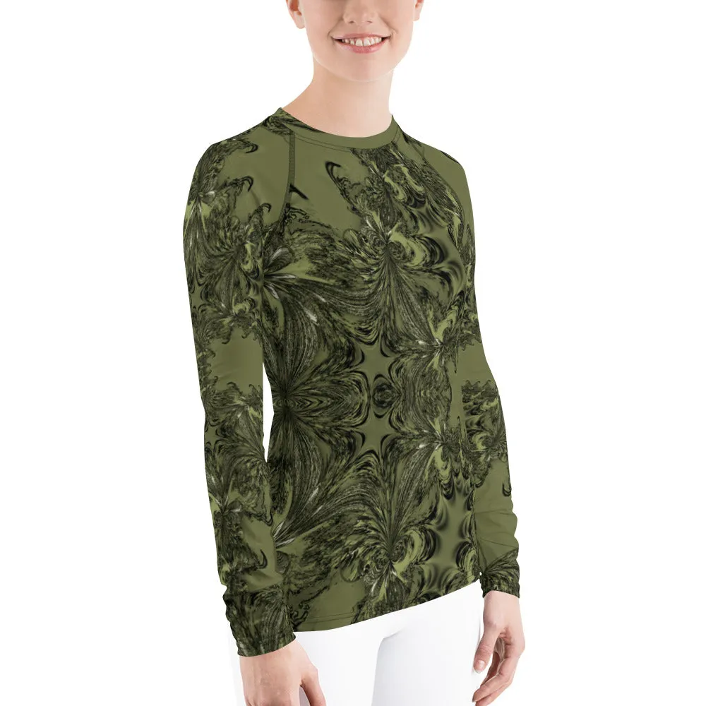 Olive Fractal Long Sleeve Top
