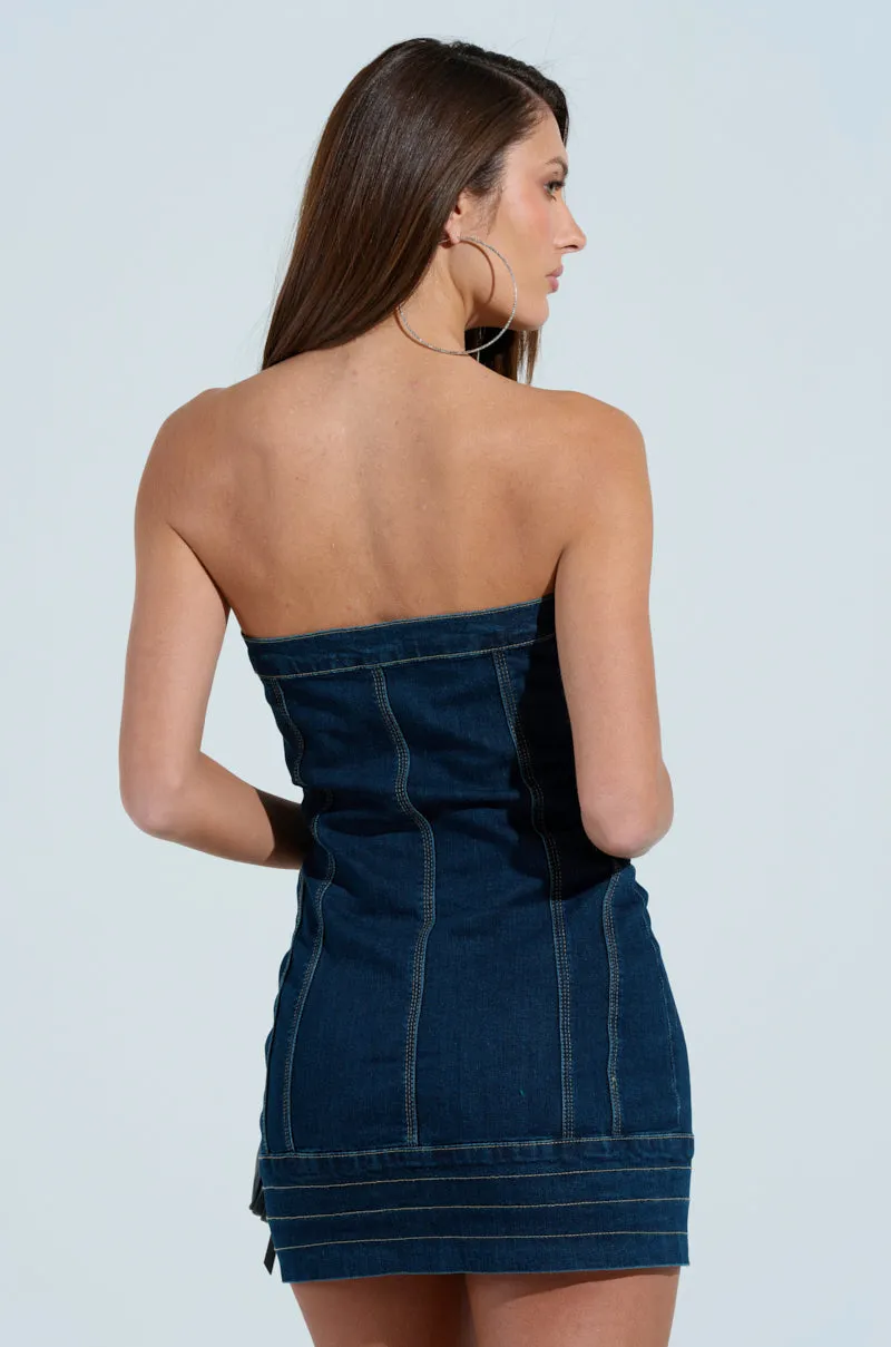 ONE OF A KIND DENIM MINI DRESS