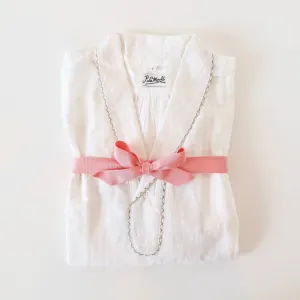 P. Le Moult Lightweight Night Shirt - White on White Gingham