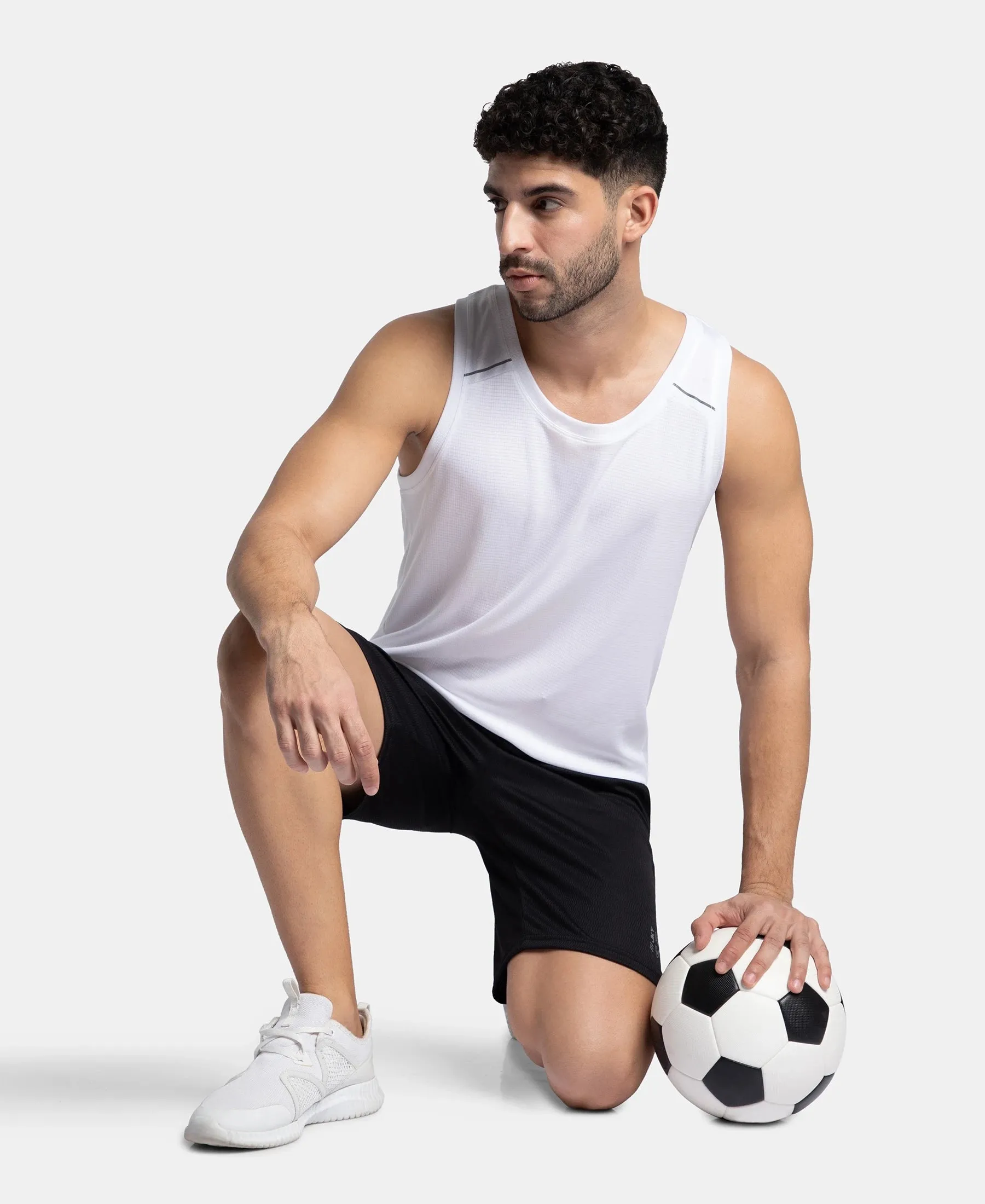 Pack of 2 Lightweight Microfiber Solid Tank Top with Breathable Mesh - White & Navy