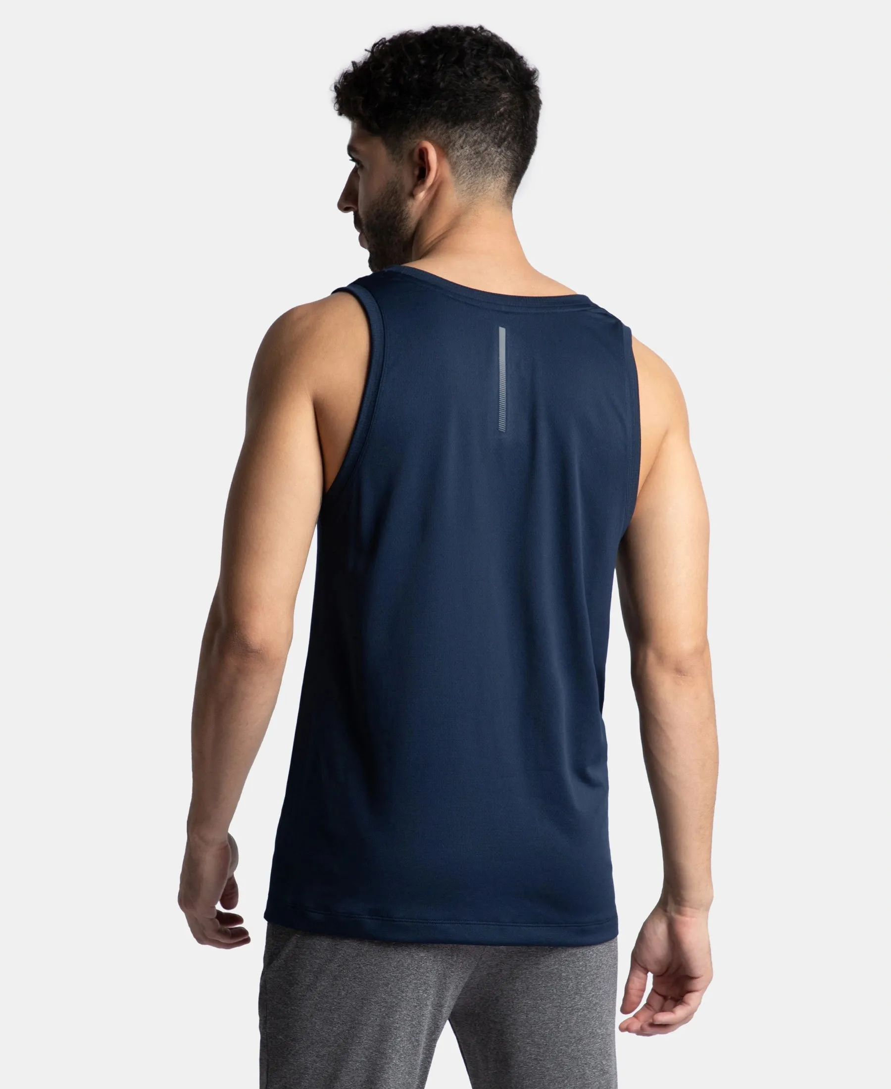 Pack of 2 Lightweight Microfiber Solid Tank Top with Breathable Mesh - White & Navy