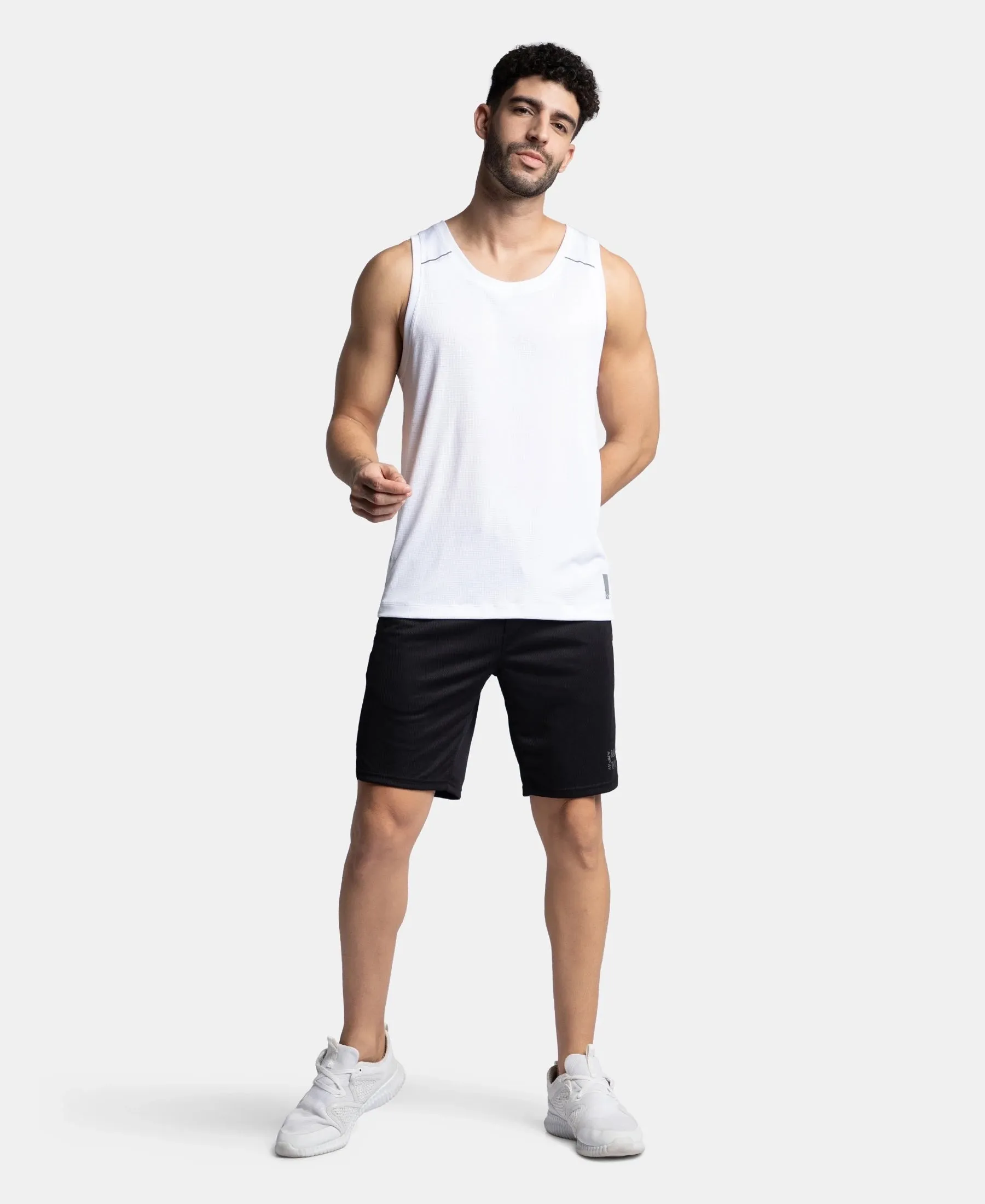 Pack of 2 Lightweight Microfiber Solid Tank Top with Breathable Mesh - White & Navy