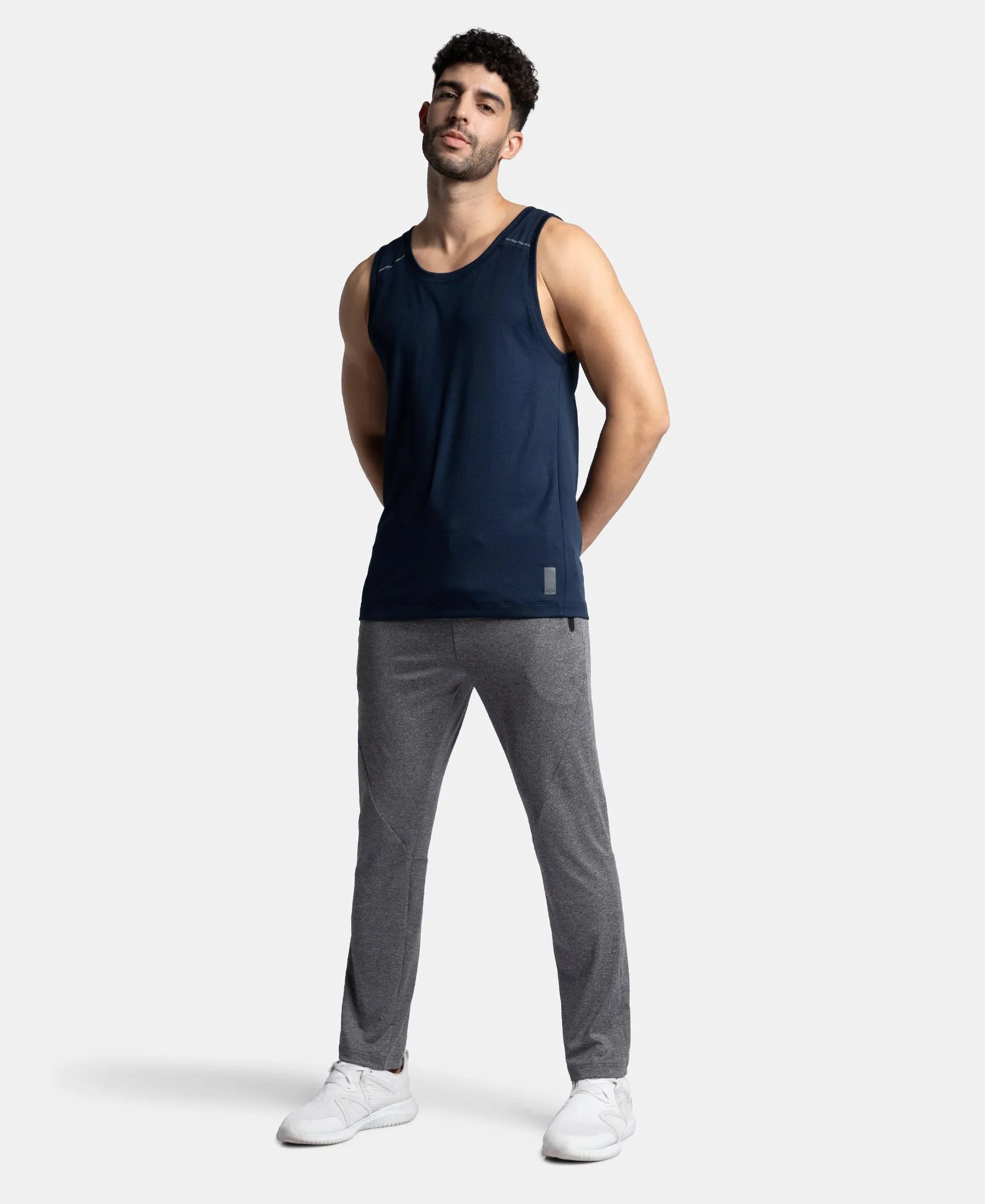 Pack of 2 Lightweight Microfiber Solid Tank Top with Breathable Mesh - White & Navy