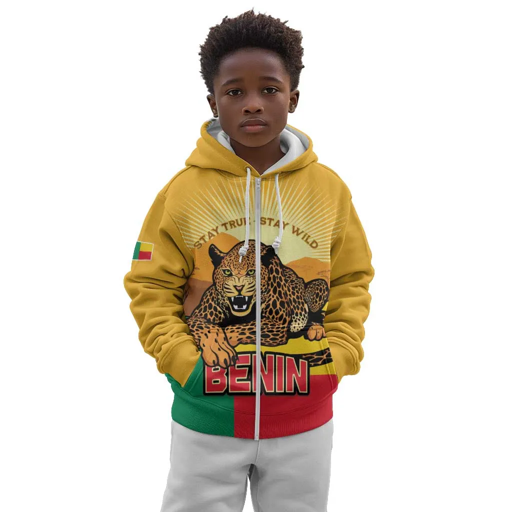 Personalised Afro Benin Leopard Kid Hoodie Stay True - Stay Wild LT15