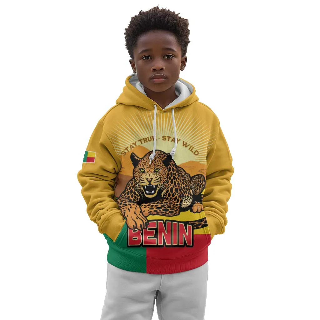 Personalised Afro Benin Leopard Kid Hoodie Stay True - Stay Wild LT15