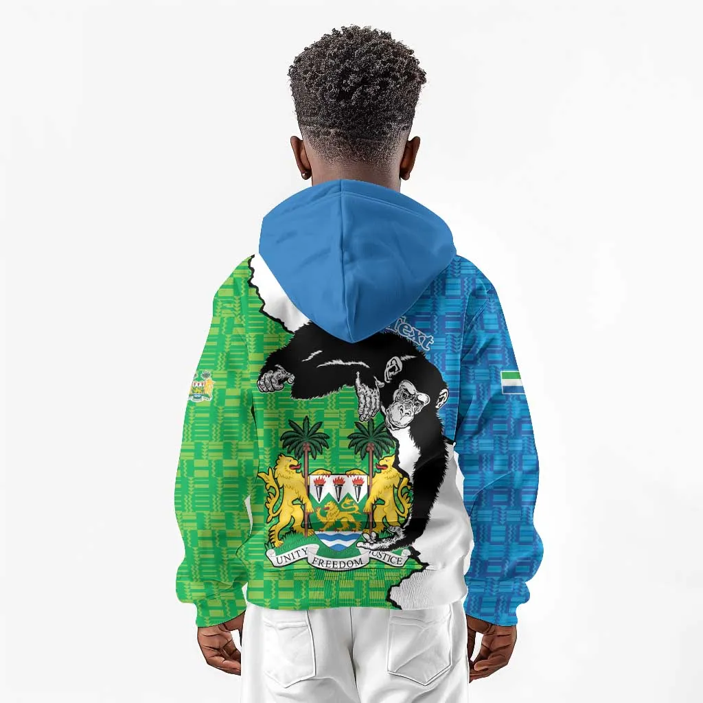 Personalised Afro Sierra Leone Kid Hoodie Chimpanzee Mix African Pattern LT15