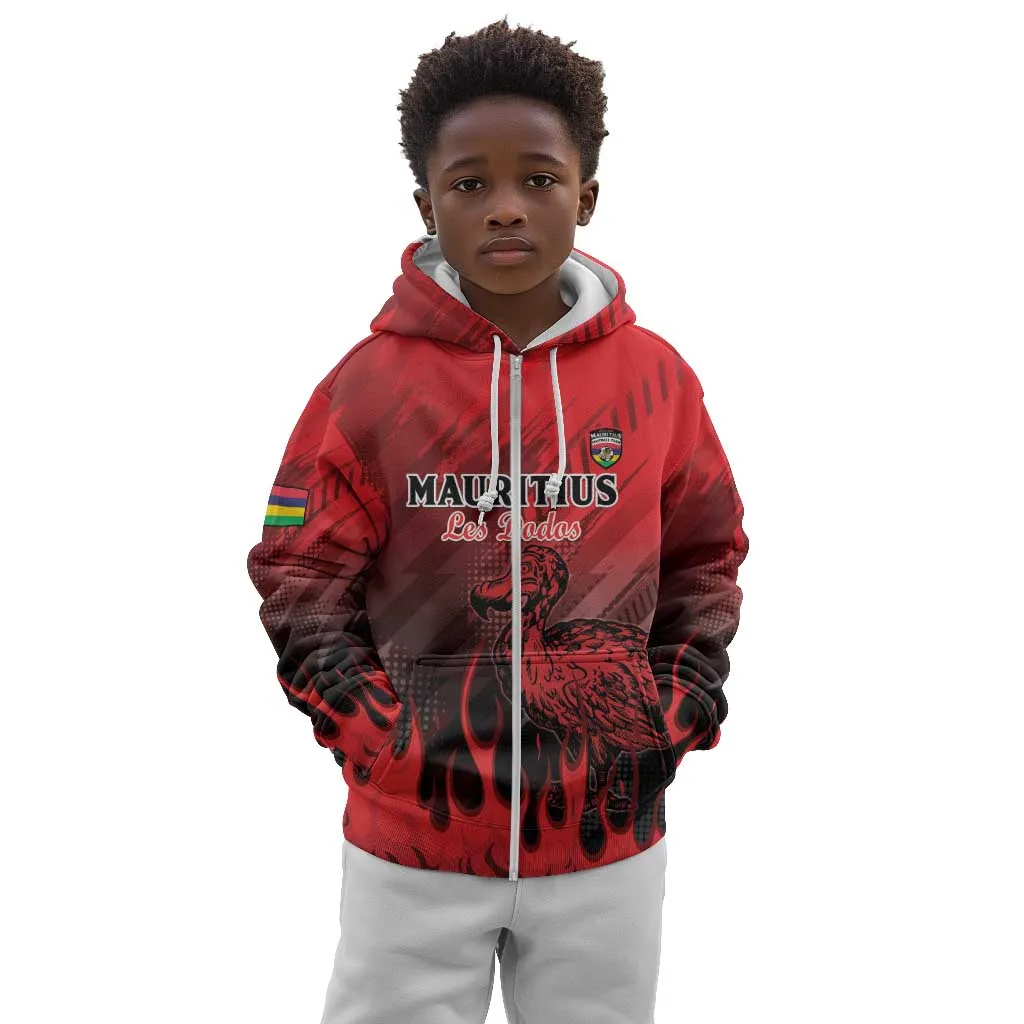Personalised Mauritius Football Kid Hoodie Go Les Dodos Go LT15