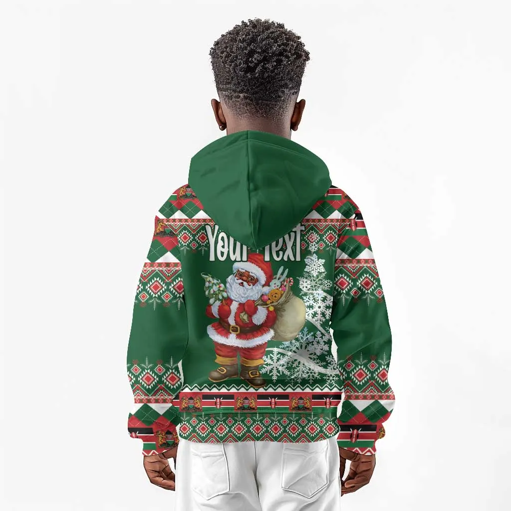 Personalized Afro Kenya Christmas Kid Hoodie African Santa -  Folk Pattern LT18