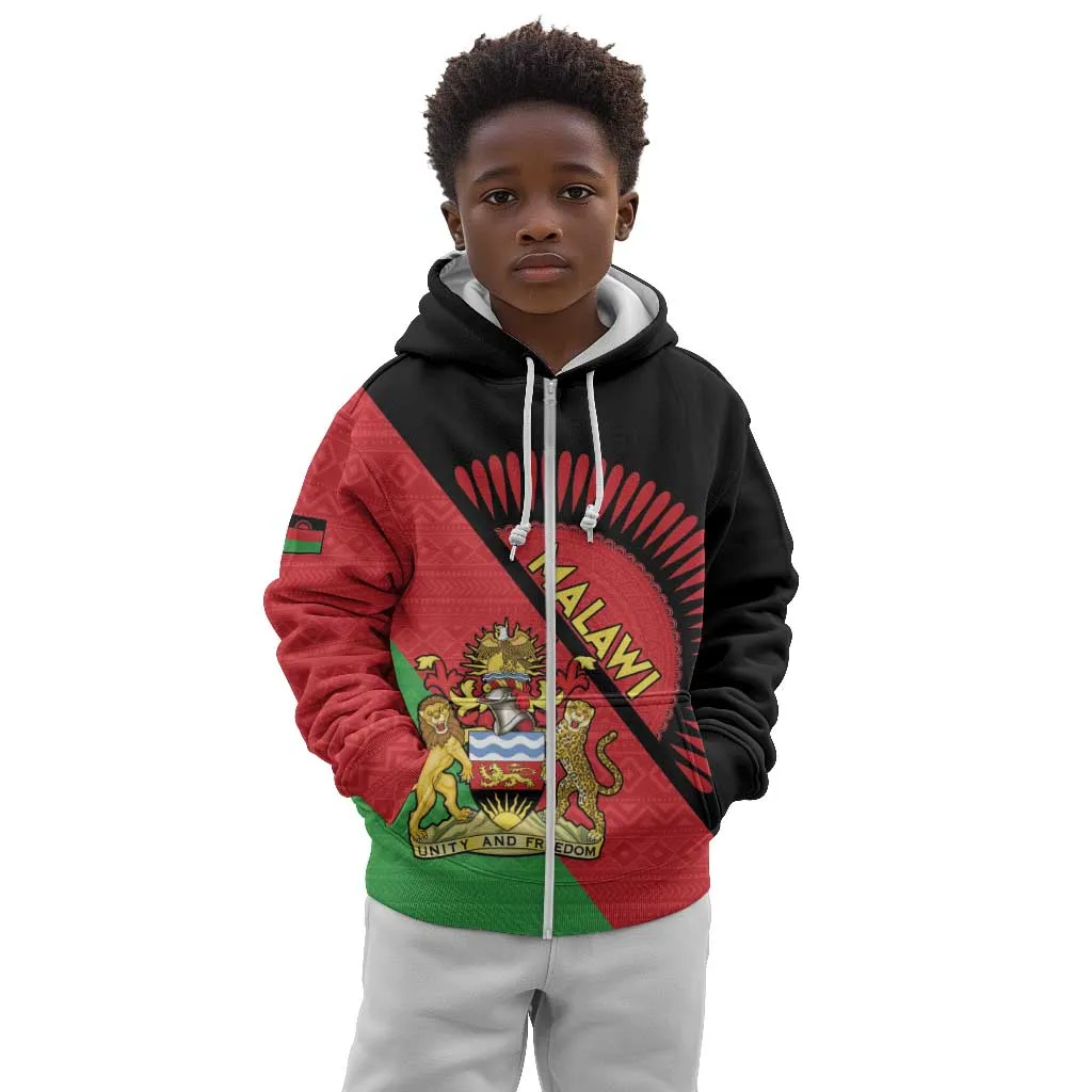 Personalized Afro Malawi Kid Hoodie Coat Of Arms - Southeastern Africa Pattern LT15