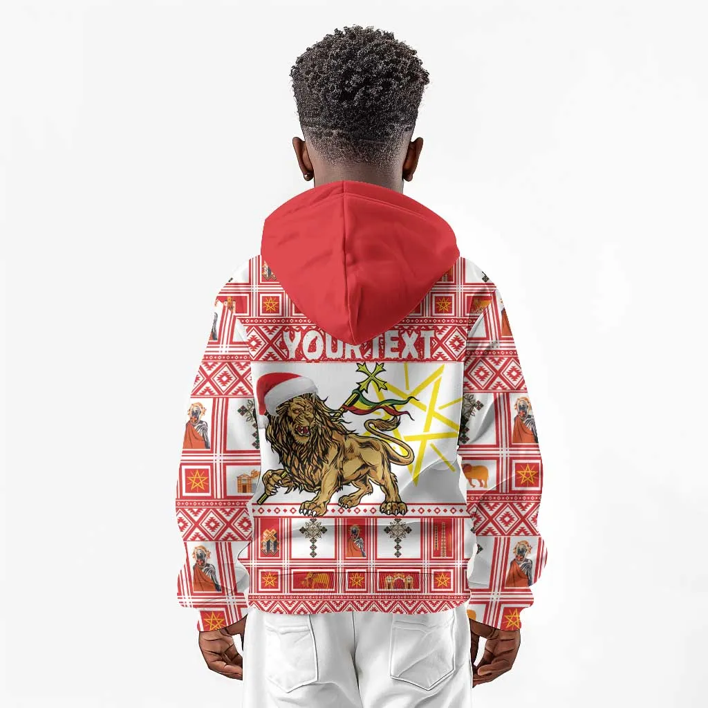 Personalized Ethiopia Melikam Gena Kid Hoodie Merry Christmas Lion of Judah LT18