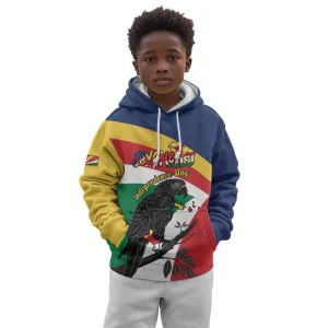 Personalized Happy Seychelles Independence Day Kid Hoodie Black Parrot Coat Of Arms LT15