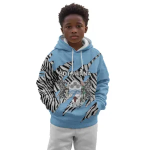 Personalized Lefatshe la Botswana Kid Hoodie Coat Of Arms - African and Zebra Patterns LT15