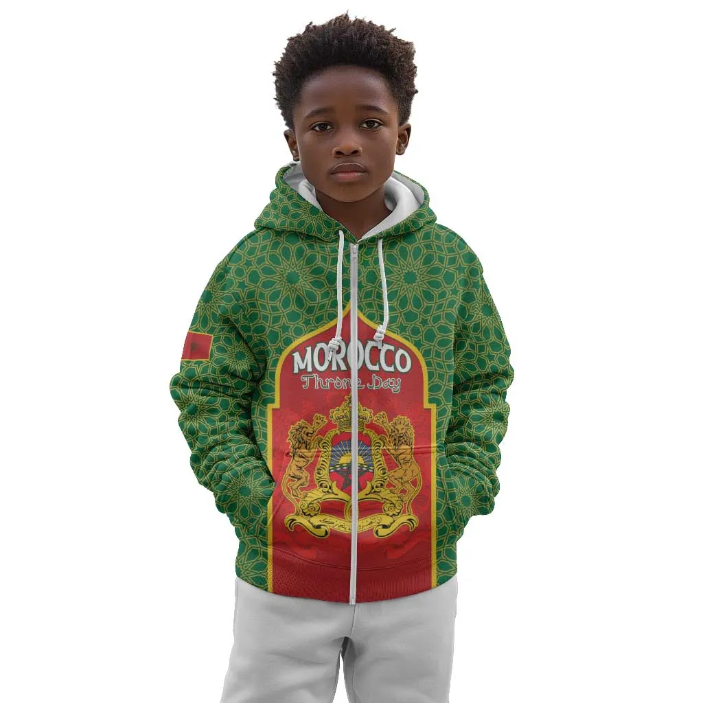 Personalized Morocco Fete du Trone Kid Hoodie King Lion LT15