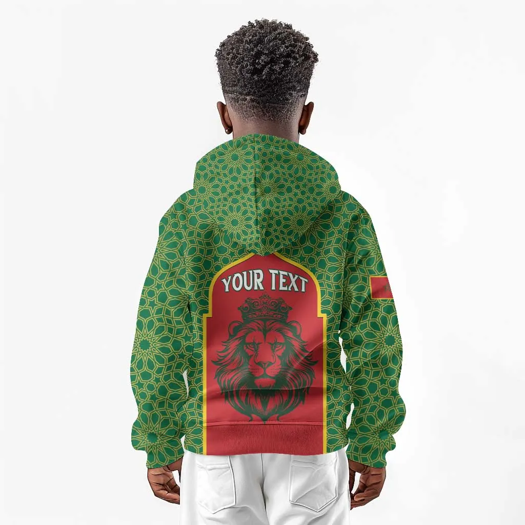 Personalized Morocco Fete du Trone Kid Hoodie King Lion LT15