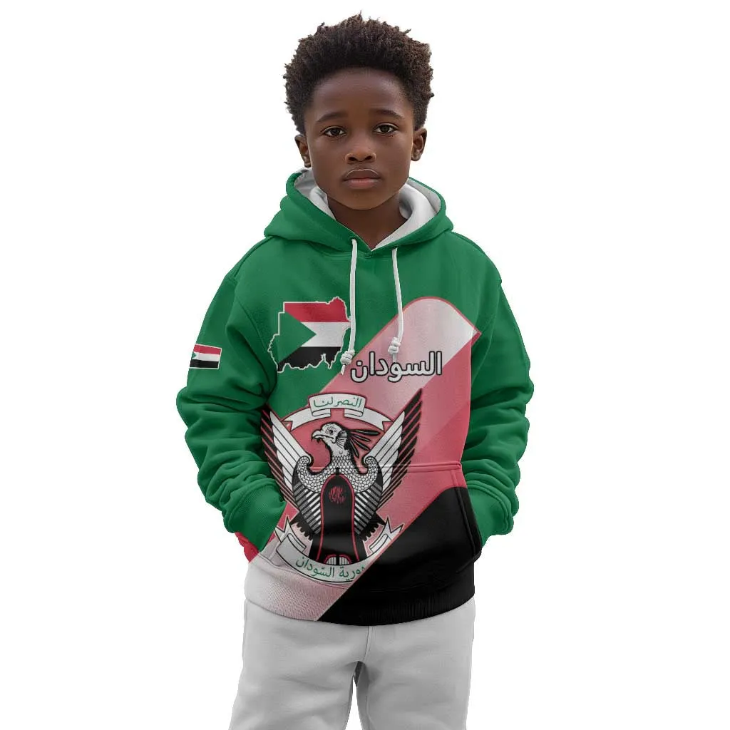 Personalized Sudan Kid Hoodie Coat Of Arms Flag Style LT15