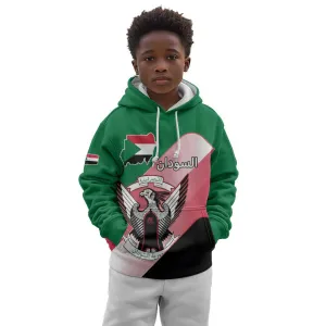 Personalized Sudan Kid Hoodie Coat Of Arms Flag Style LT15
