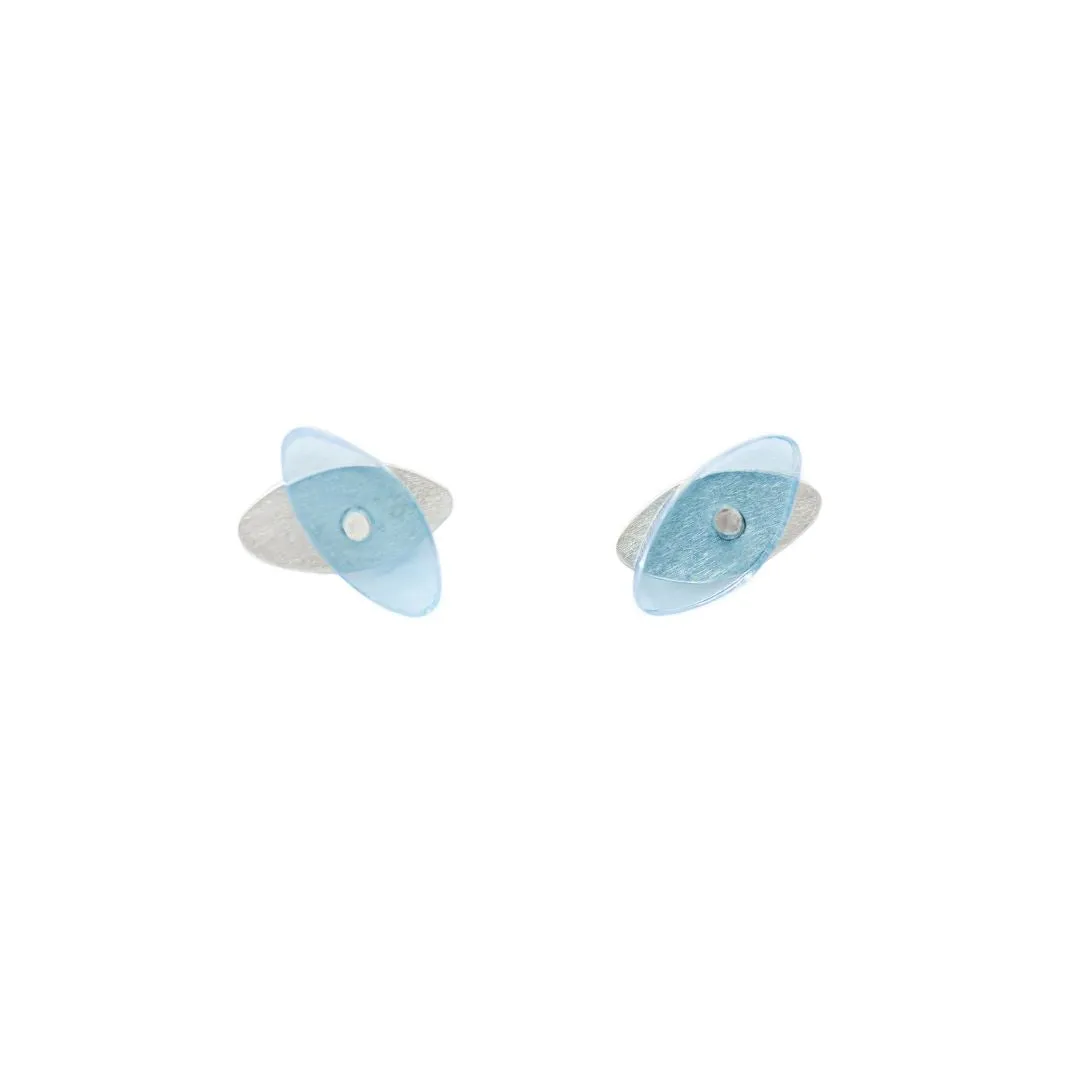 Petite Seaweed Studs in Brushed Silver