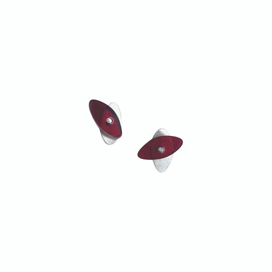 Petite Seaweed Studs in Brushed Silver