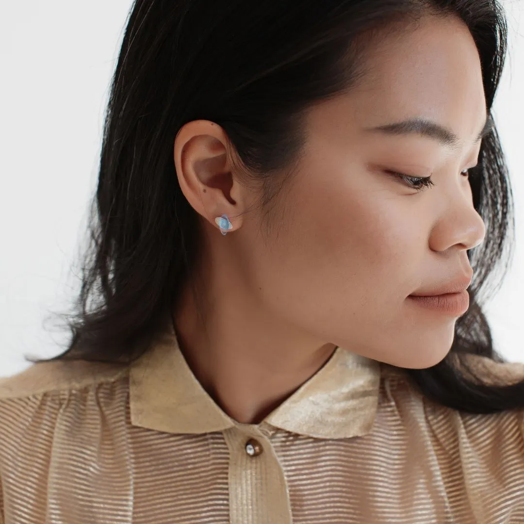 Petite Seaweed Studs in Brushed Silver