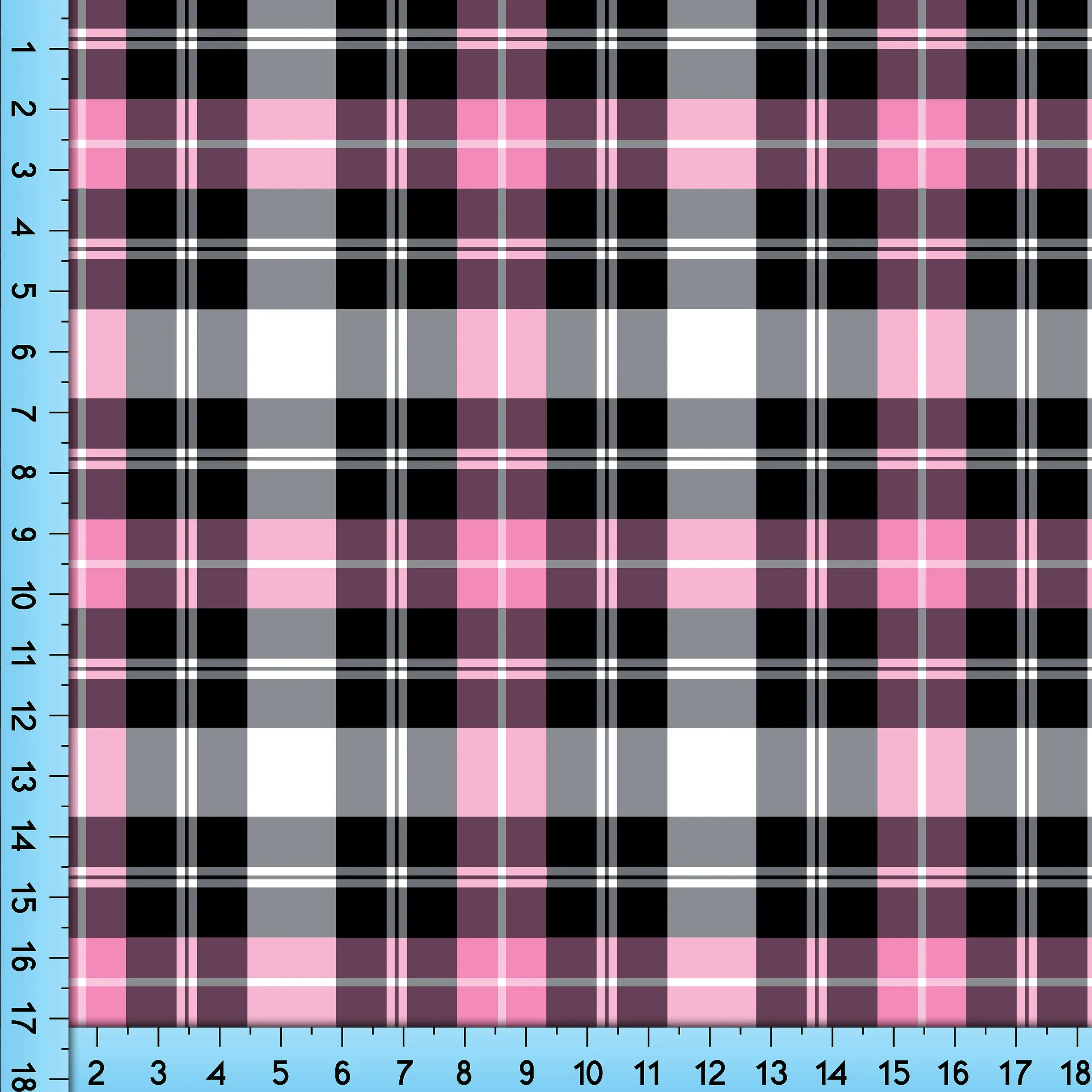 Pink and Black Plaid Fabric By The Yard, Kawaii Tartan Print