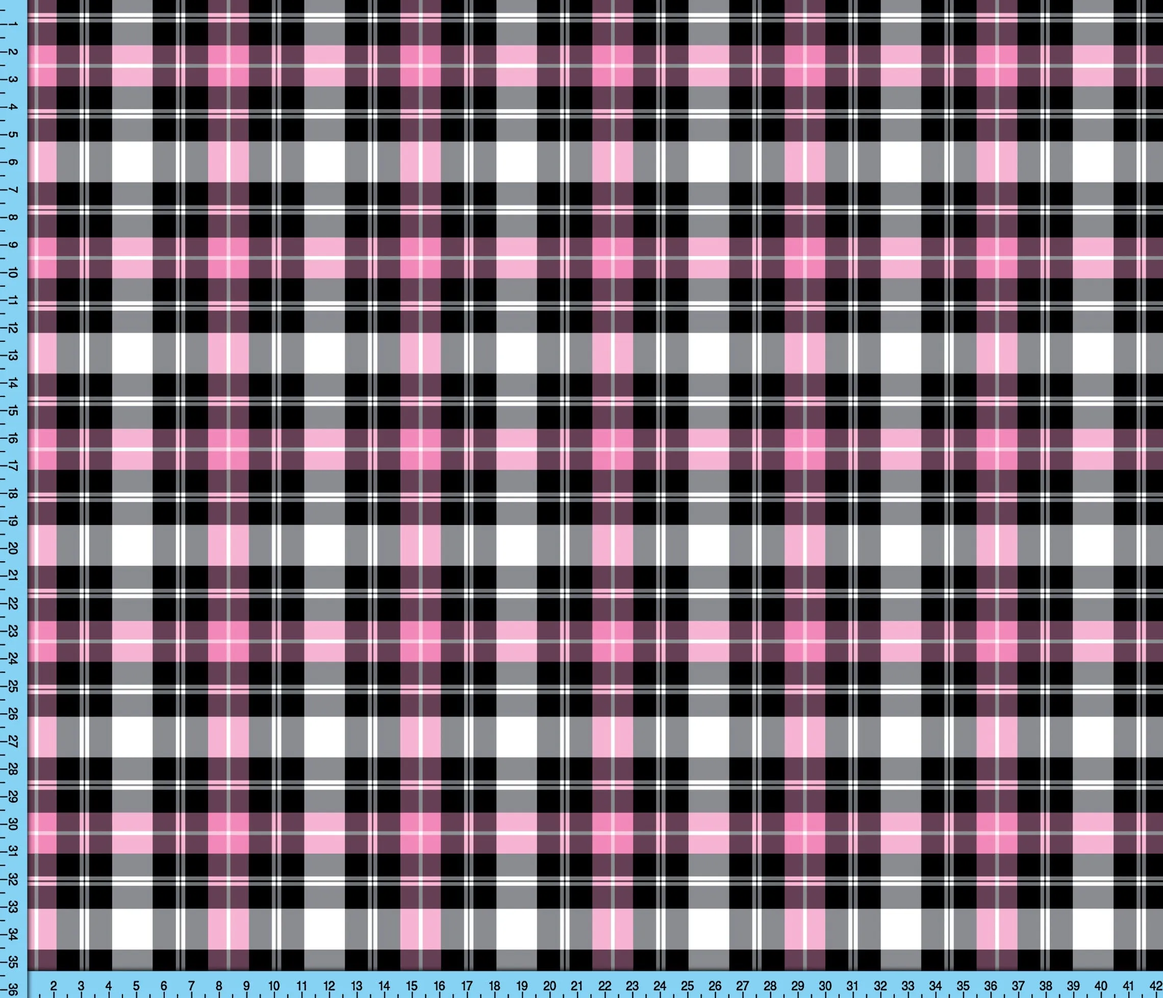 Pink and Black Plaid Fabric By The Yard, Kawaii Tartan Print