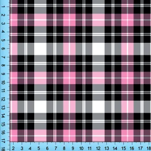 Pink and Black Plaid Fabric By The Yard, Kawaii Tartan Print