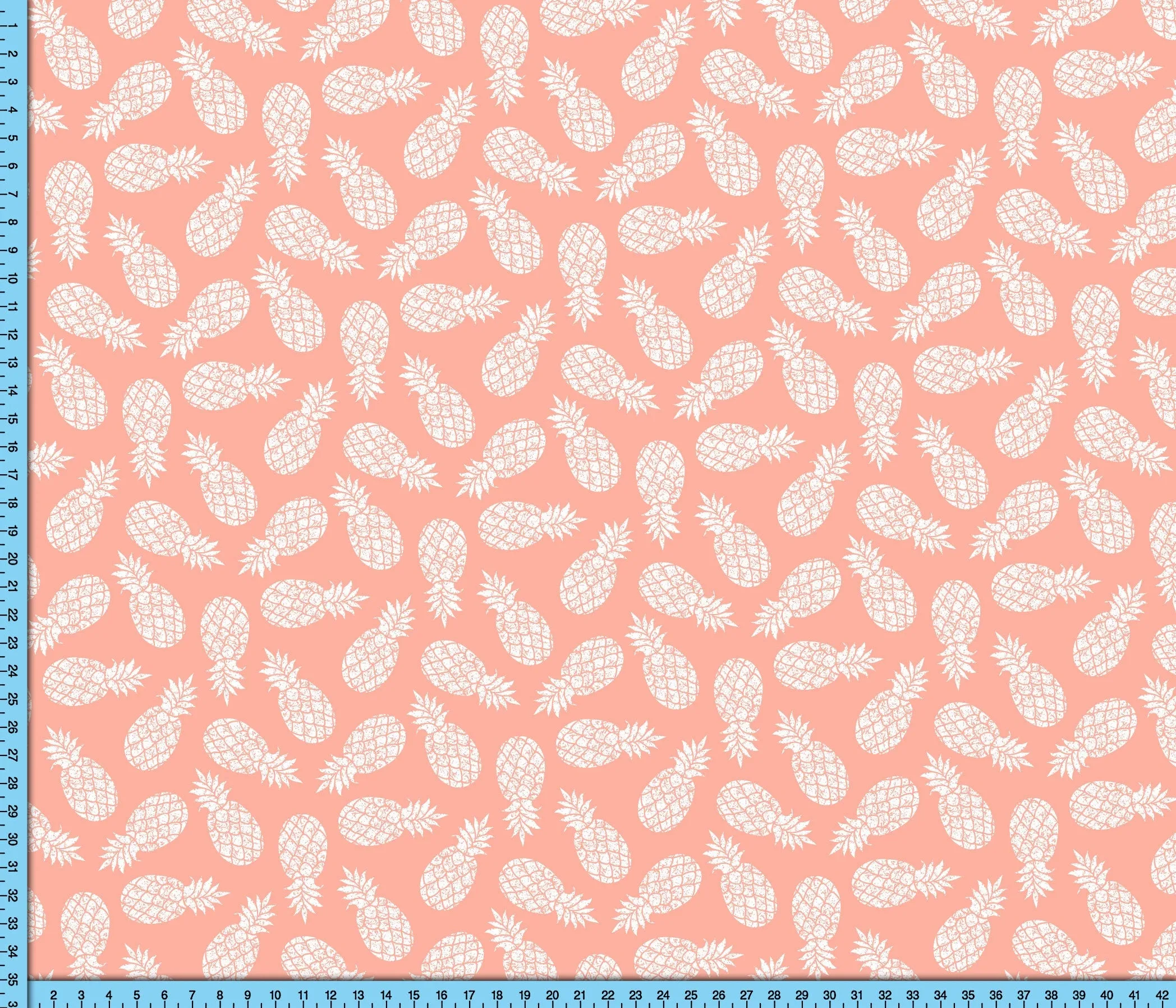 Pink Pineapple Fabric, Vintage Style Tropical Woodcut Print on choice of fabrics By the Yard