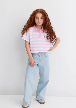 Pink Striped Polo T-Shirt