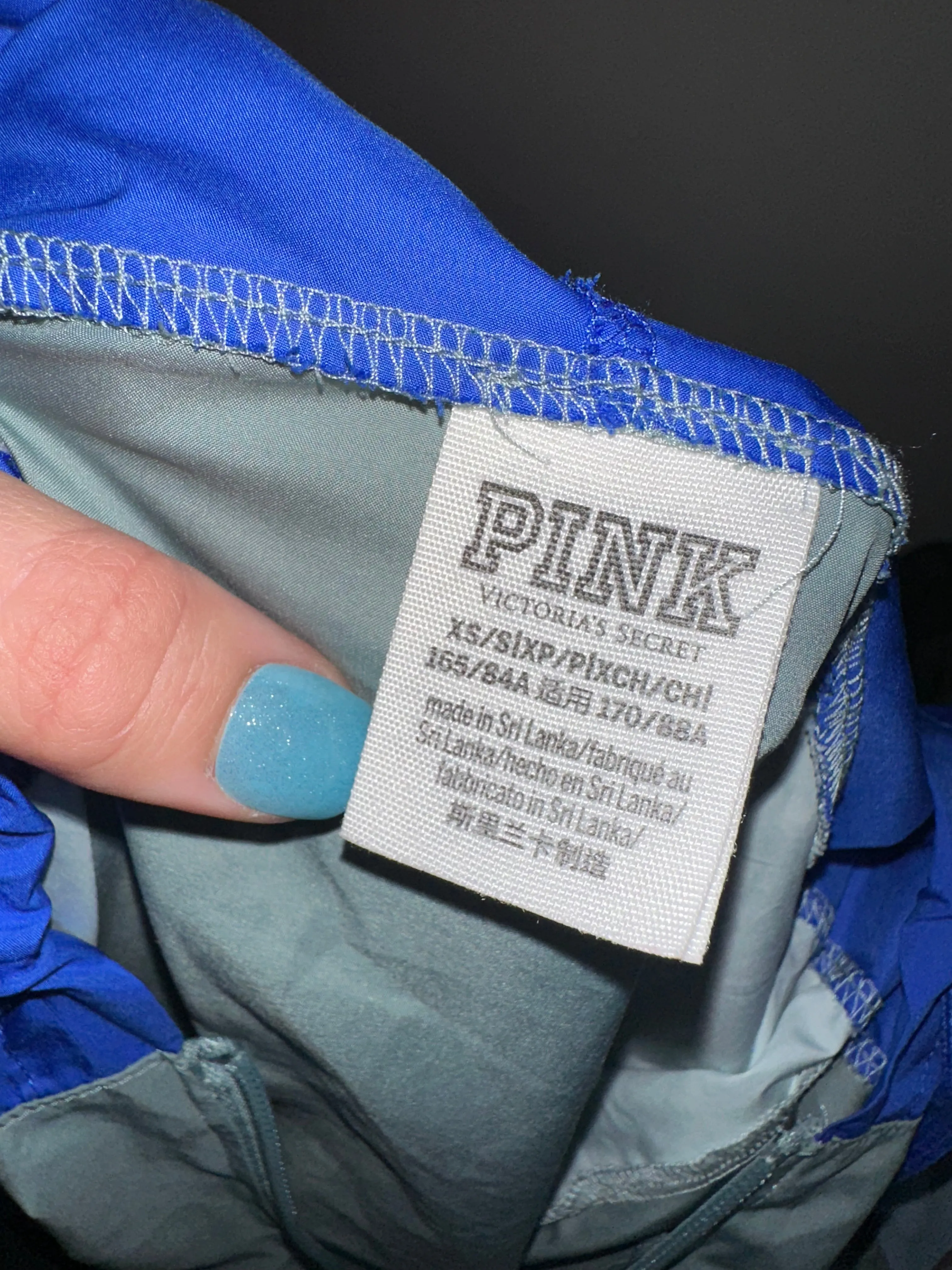PINK Victoria's Secret (XS) Blue//Grey Lightweight 3/4 Zip Up Hoodie Windbreaker