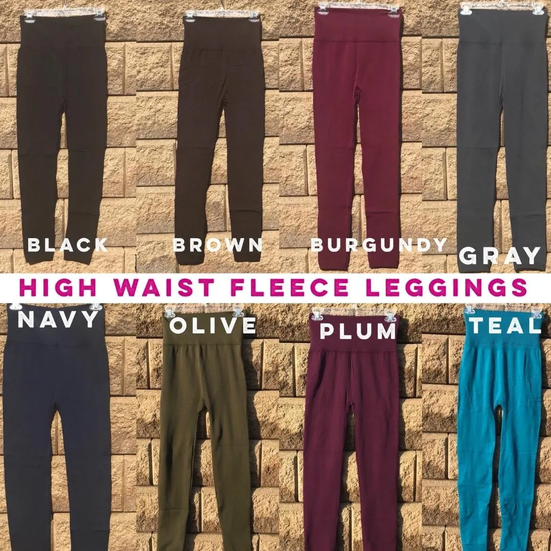 Plum High Rise Tummy Control Fleece Leggings - OS